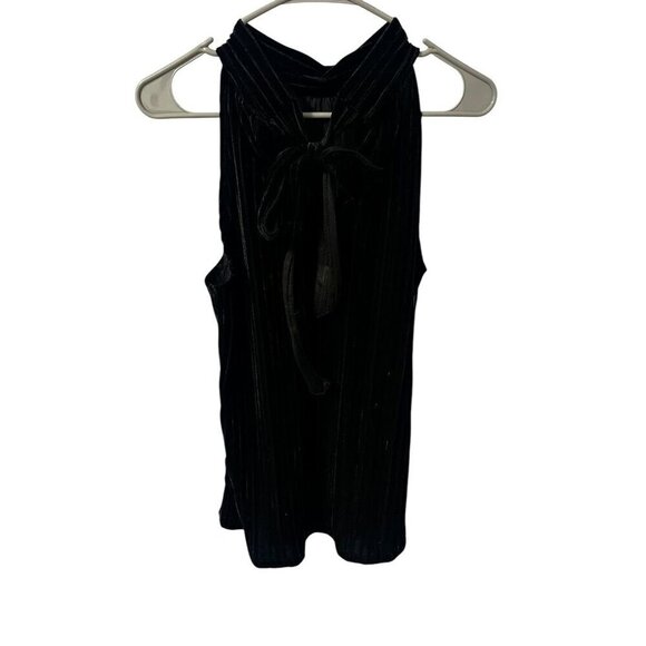 Max Studio Black Velvet Sleeveless Tie Neck Top, Y2K, WORK ATTIRE, MEDIUM - Picture 13 of 13
